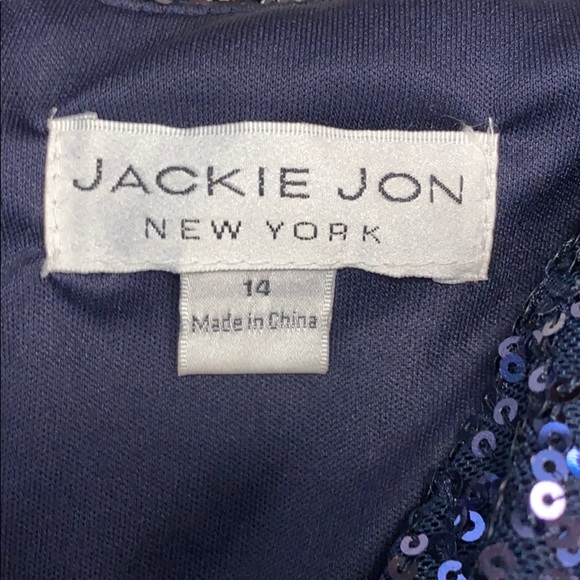 Sequin Off The Shoulder Navy Dress - Picture 4 of 6